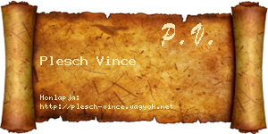 Plesch Vince névjegykártya